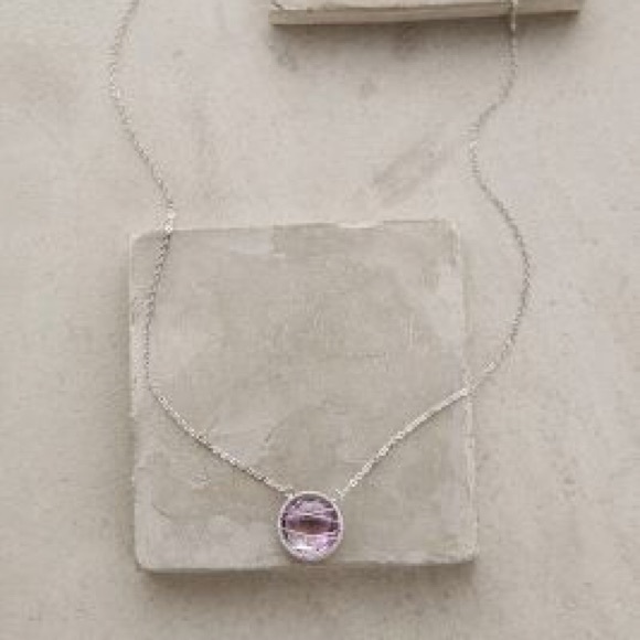 Anthropologie Pink Amethyst Pendant Necklace